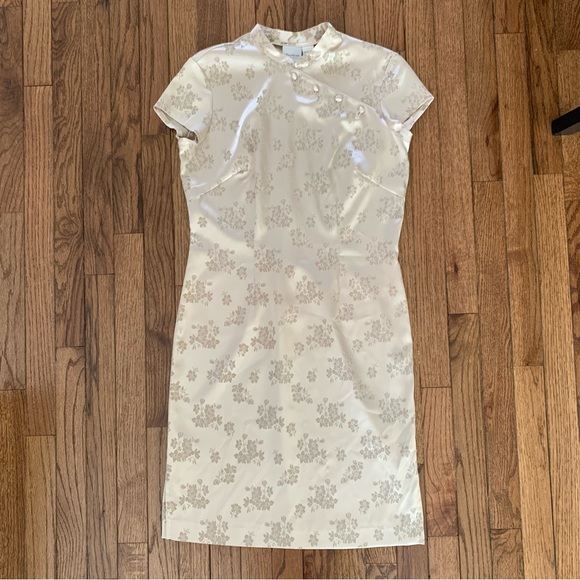 Vintage Traditional Formal Fitted Evening Wear Gold Cheongsam - Picture 7 of 12